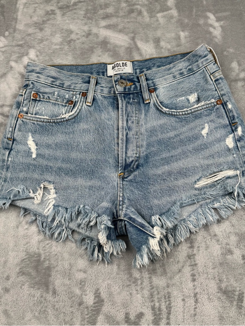AGOLDE Denim Shorts Womens 24 High Waisted Button fly Swapmeet Distressed